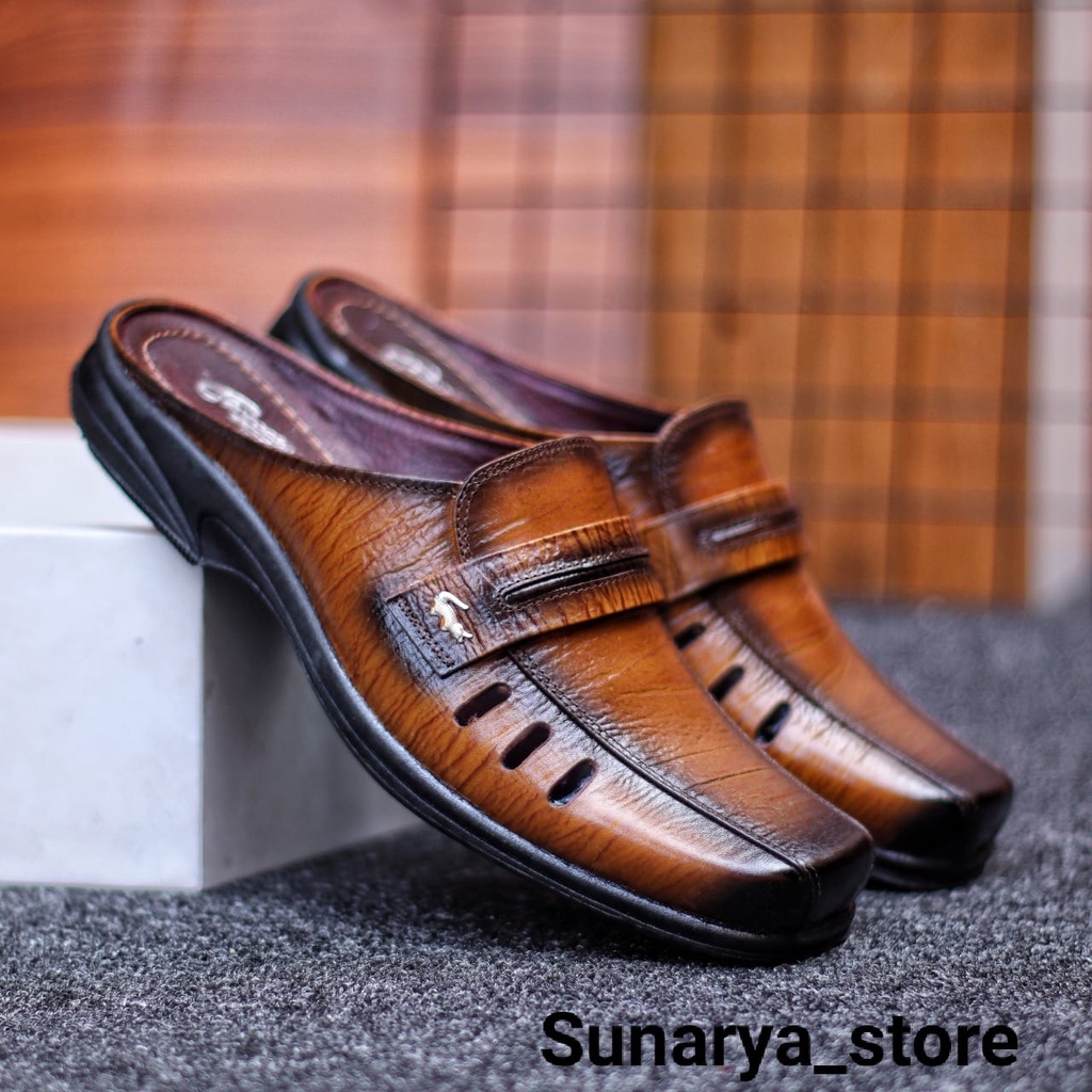 kulit asli sapi premium Sandal Pria Crododile Kulit Asli 100% Sandal Kulit Pria Casual Original Selop1