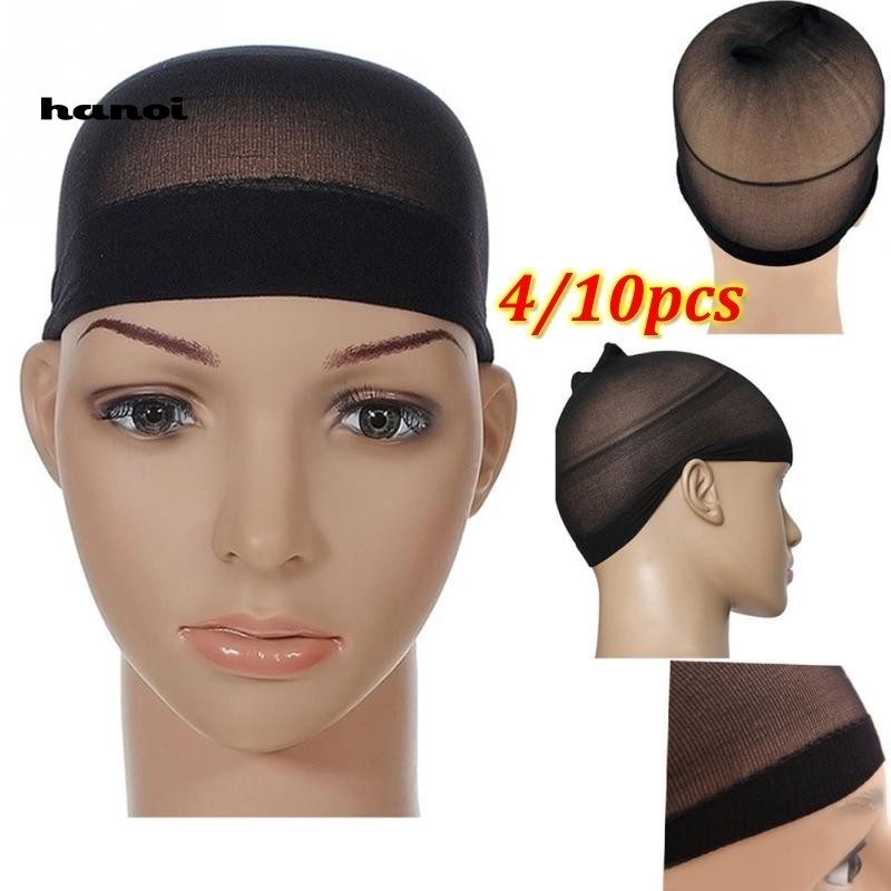 Han_ 2Pcs / Set Topi Stocking Jaring Mesh Elastis Untuk Wig / Rambut Palsu Wanita