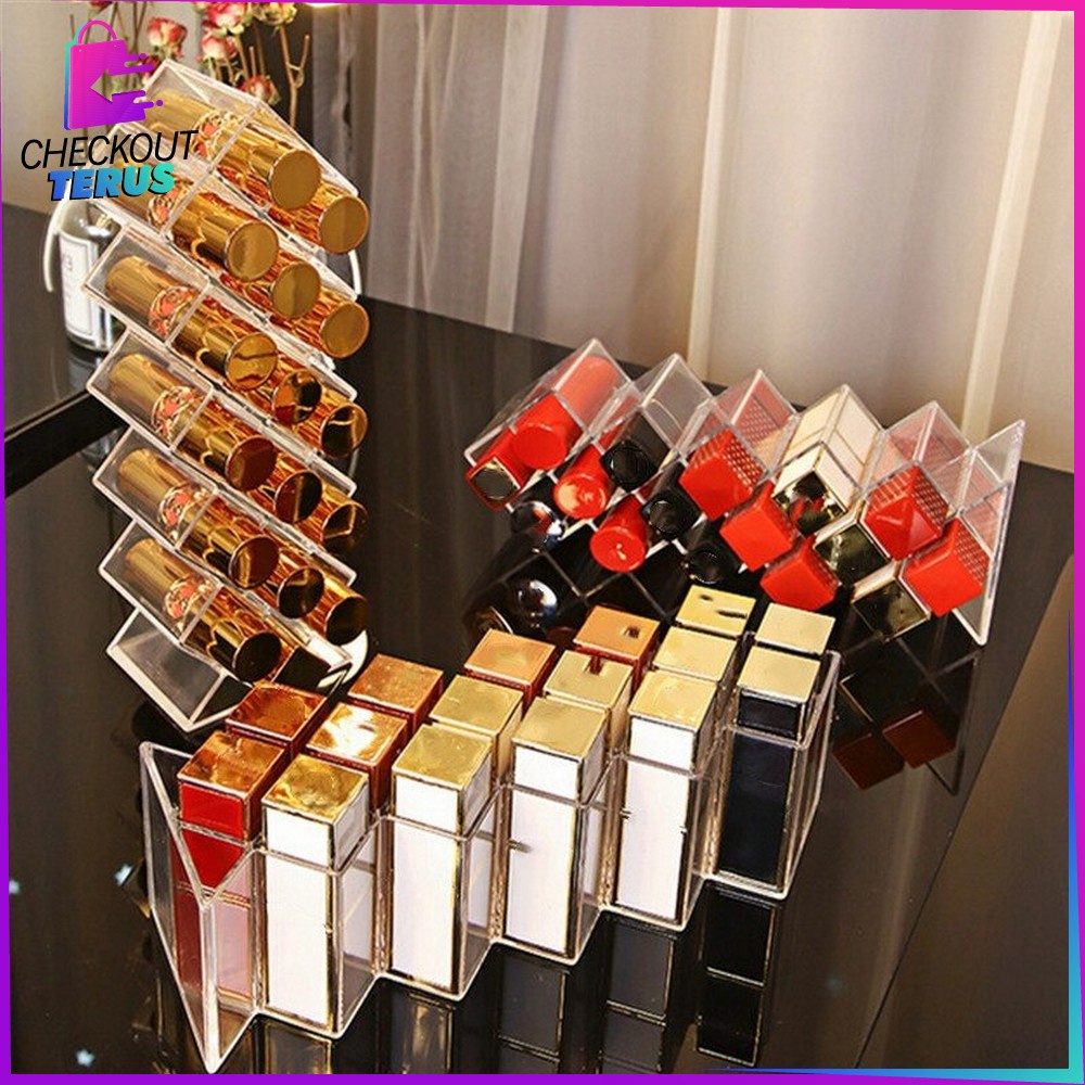 CT K9 Kotak Lipstik Acrylic 16 Slot Tempat Penyimpanan  Rak Makeup Alat Kosmetik Lipstick Organizer Tempat Lipstik