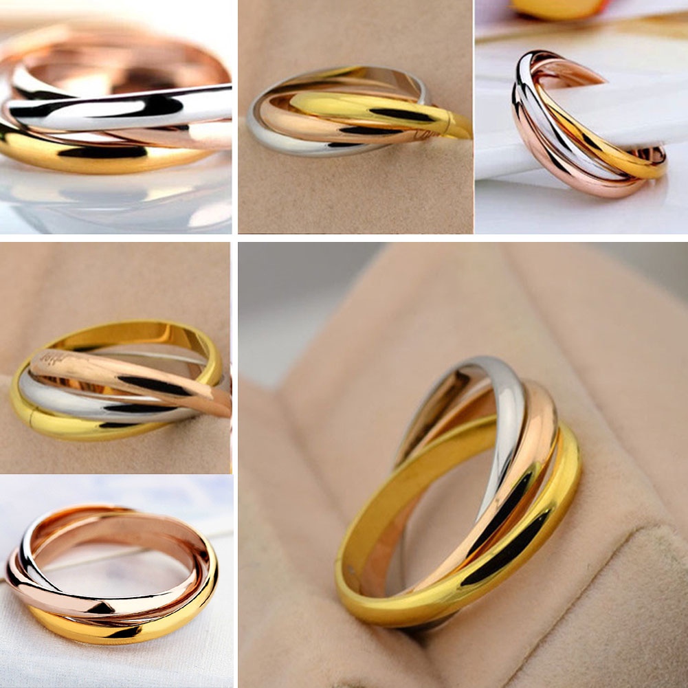 Hu Hu Hu Hu Hu Alat Bantu Pasang Kacamata♡ Cincin Wanita Model Tiga Lingkaran Gaya Minimalis Untuk Pestahadiah Valentine