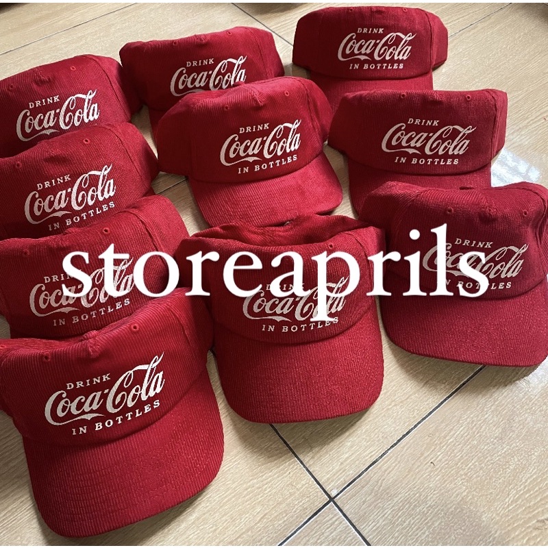 Coca cola corduroy baseball hat worn by V bts