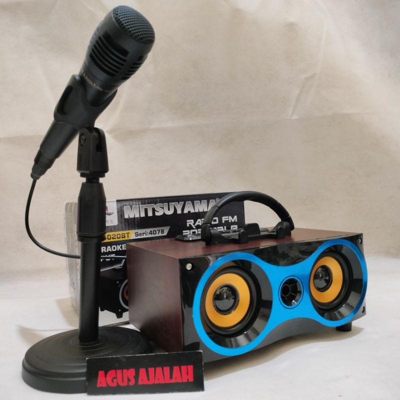 ✅cod speaker bluetooth fortable karaoke mitsuyama ms4020BT geratis mic /musik bok fortable wireless 