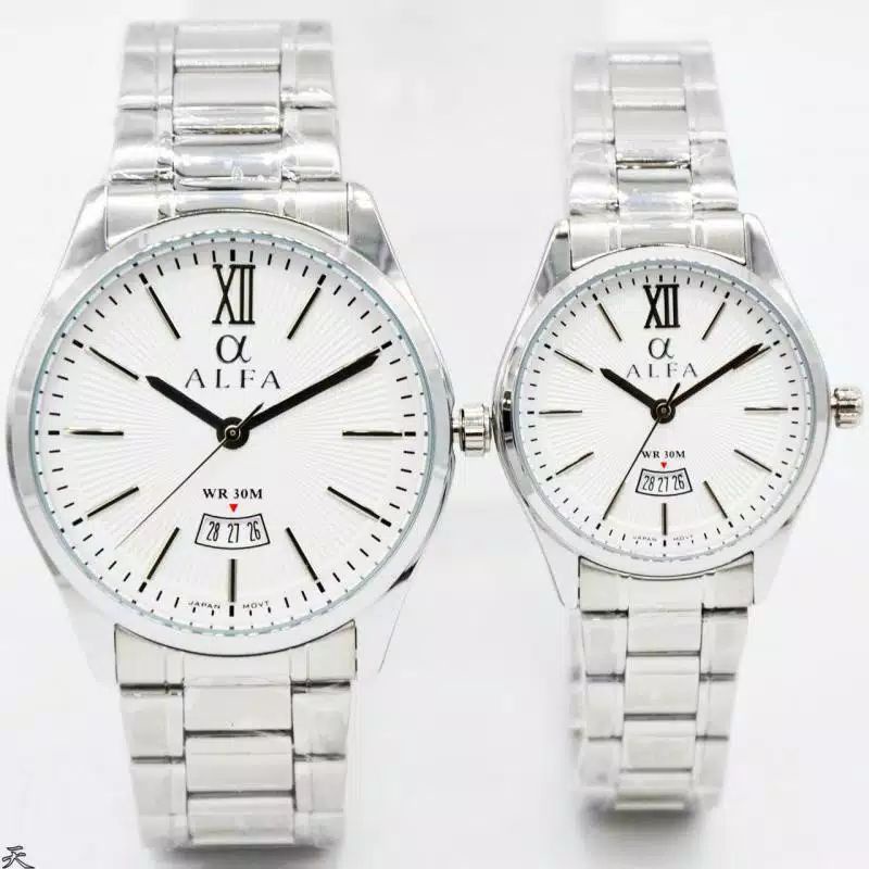 JAM TANGAN ALFA 88159 Jam Tangan Formal Couple Murah Anti Air - Quartz - Original - All Stainless
