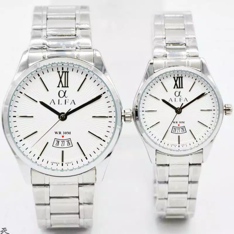 JAM TANGAN ALFA 88159 Jam Tangan Formal Couple Murah Anti Air - Quartz - Original - All Stainless