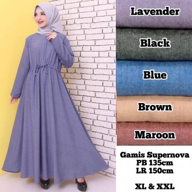 Baju Gamis Wanita Gamis Polos Jumbo Bahan Katun Supernova