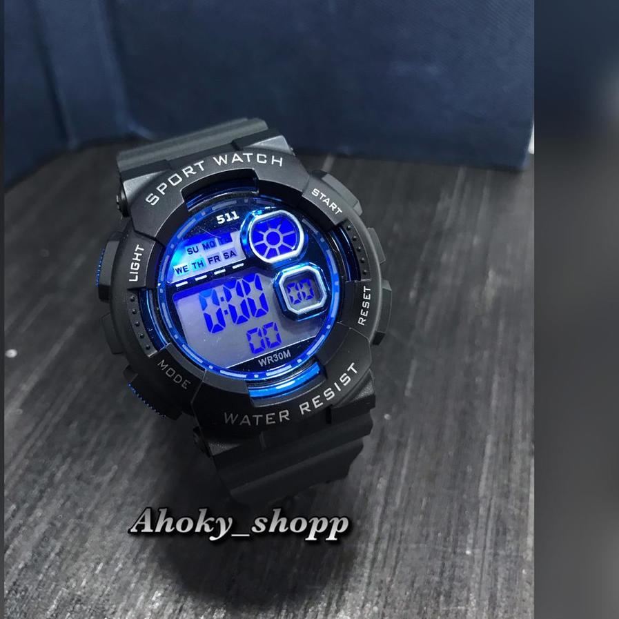[Original] Jam tangan Sport 511 digital tali rubber hitam kode M511W gas 