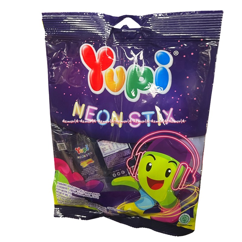 Yupi Neon Stix 120gr Kembang Gula Lunak Jelly Permen Aneka Rasa Yuppi Neon Stick Candy Jely Jeli