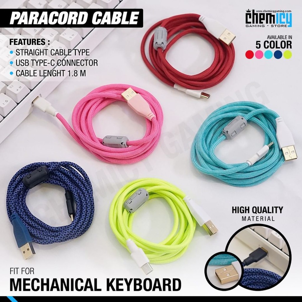 Paracord Cable USB Type-C Detachable for Mechanical Keyboard