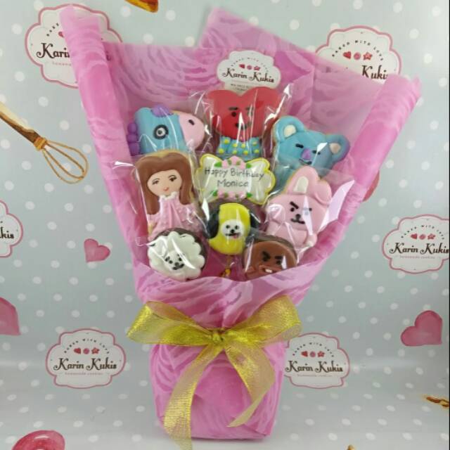 

Buket Ultah BT21 kukis isi 9