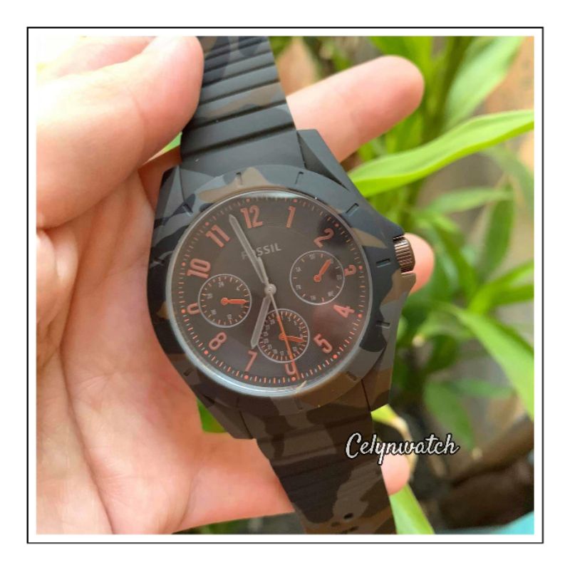 jam tangan pria fossil FS5326 strap rubber / karet camo original
