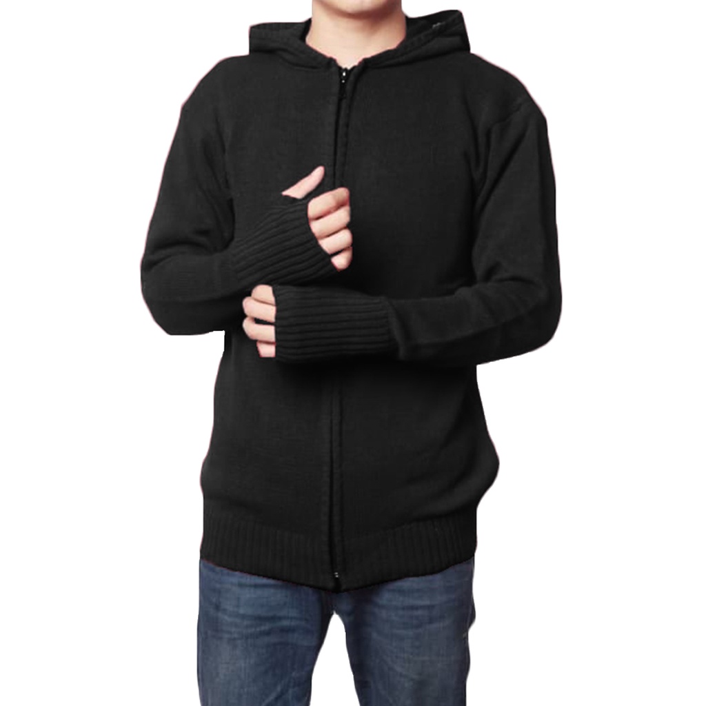JAKET SWEATER RAJUT ARIEL RESLETING / ROUNDHAND LUBANG JEMPOL
