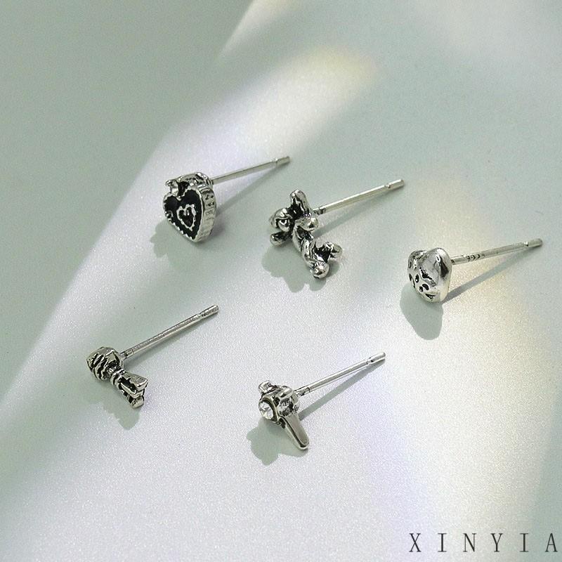 【COD】gaya gelap trendi 5 PCS Desain Retro Anting Pejantan Angel Arrow Love Bentuk Anting Stud Set