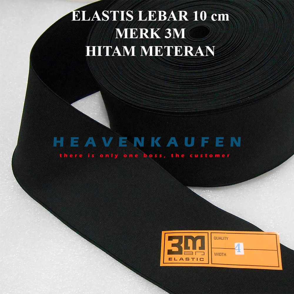 Karet Elastis Elastic Melar Molor Lebar 10 cm Merk 3M Hitam Meteran