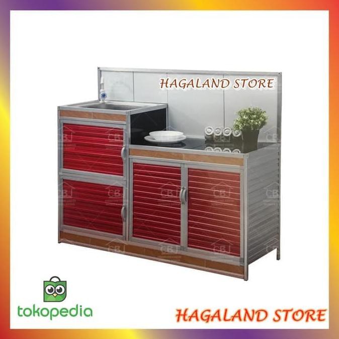 Kualitas Terbaik - Gratis Ongkir  Rak Piring Aluminium Dengan Wastafel Tempat Kompor