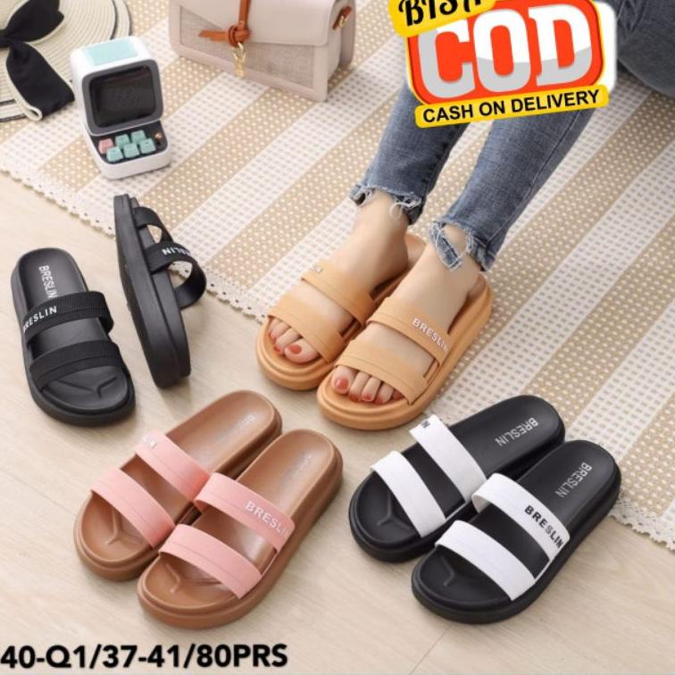 Sandal Jelly Wanita Selop Ban Dua Breslin Import 840 {WGD.01Jl22a}