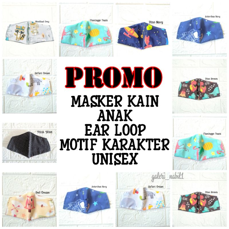MASKER Kain Duckbill Anak Cowok Cewek Motif Lucu