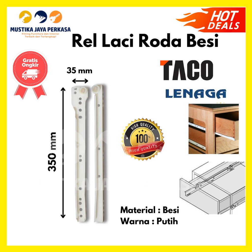 Rel Laci Roda Putih Hitam Huben Lenaga Elco Taco Bukan Double Track - 25 30 35 40 45 50 55 60