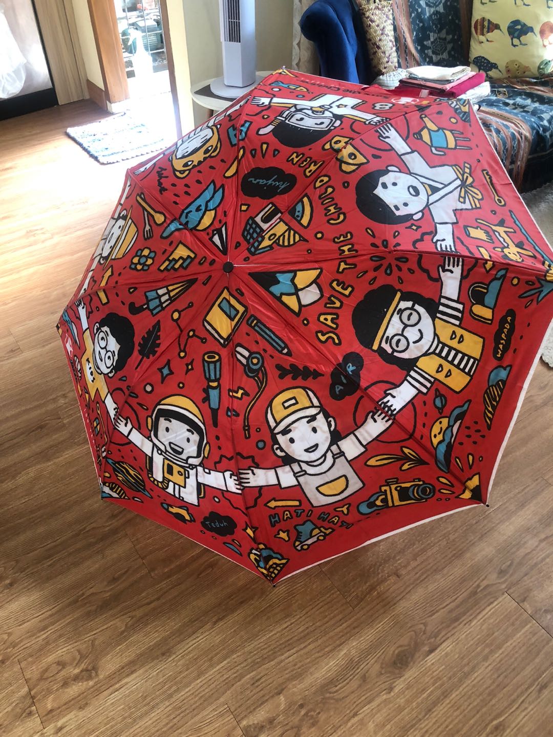 Payung Lipat Jumbo Motif | Umbrella Doodle Full Color | Save The Children