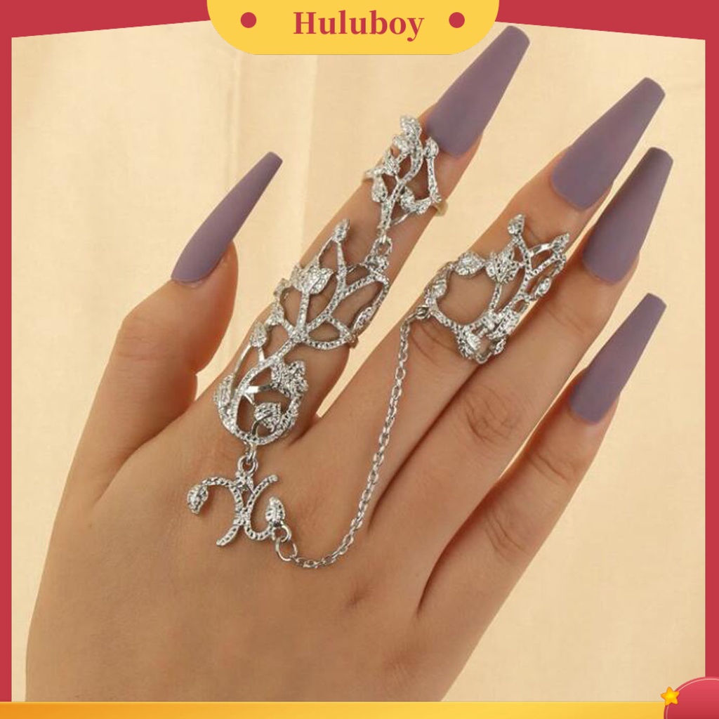 Hu Hu Hu Hu Hu Alat Bantu Pasang Kacamata♡ Cincin Rantai Desain Bunga Hias Berlian Imitasi Anti Alergi Oksidasi Gaya Retro Untuk Hadiah