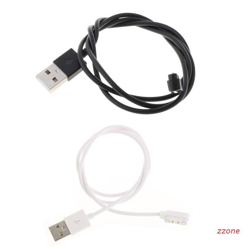 Zzz Kabel Charger Magnetik Warna Hitam Untuk Smartwatch 2 Pin Jarak 4mm