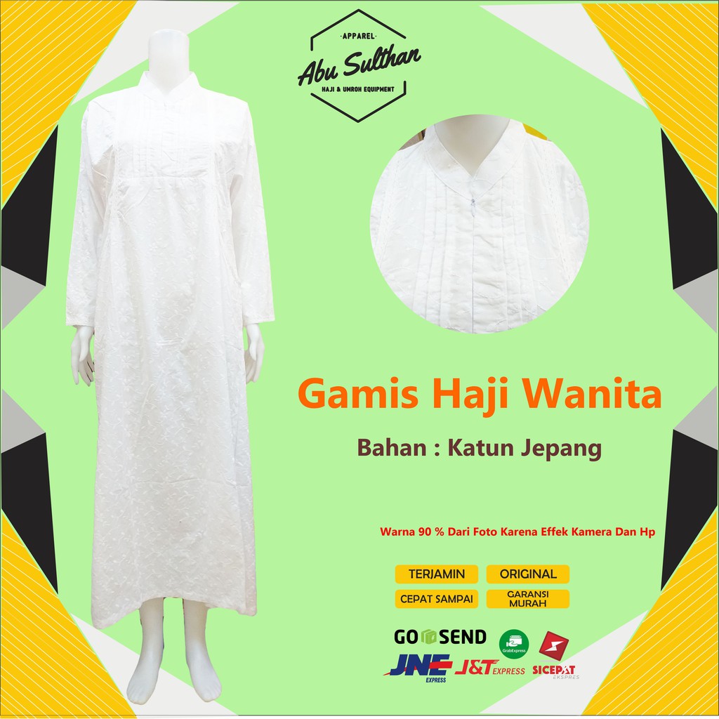 BAJU GAMIS HAJI WANITA PUTIH BAHAN KATUN JEPANG / GAMIS IHROM WANITA / GAMIS IHRAM PEREMPUAN