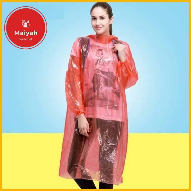 Jas Hujan Plastik LDPE Poncho Lengan Panjang mantol matol plastik Emergency Raincoat Raider