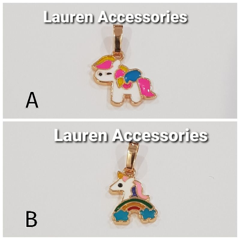 Liontin Bandul Anak Karakter Kuda Pony Unicorn Perhiasan Imitasi Lapis Emas Kuning LT 3150