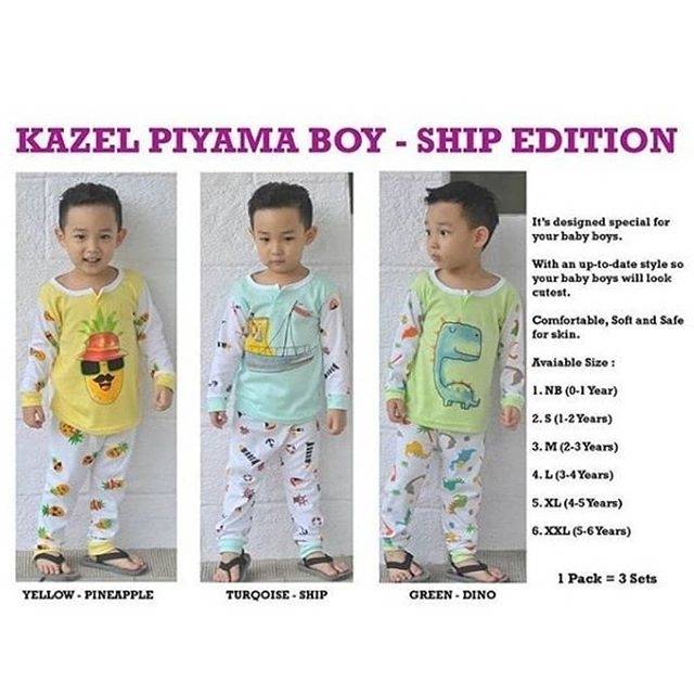 (1 Stel)KAZEL PIYAMA BOY(SHIP) &amp; GIRL(WATERMELON) Size NB