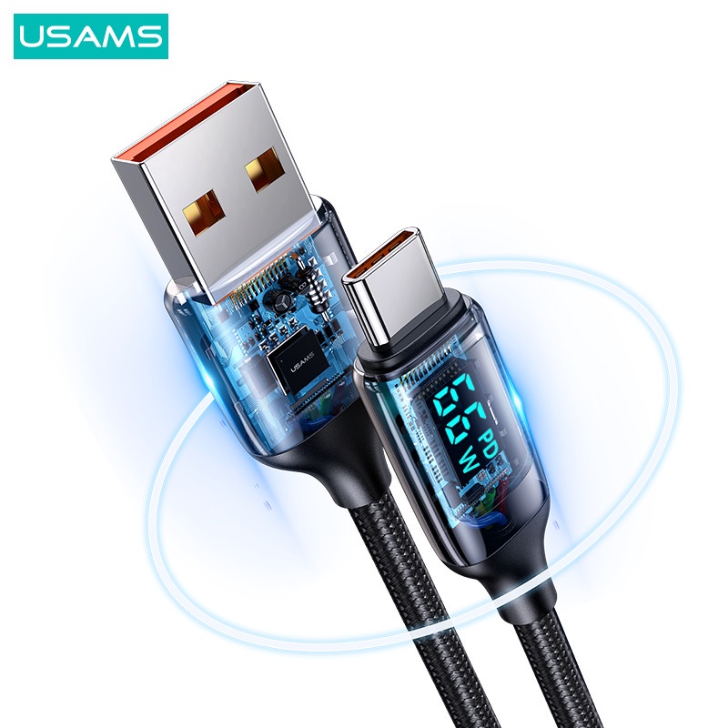 USAMS U78 Kabel Data Fast Charging 6A/66W Type C Digital Display