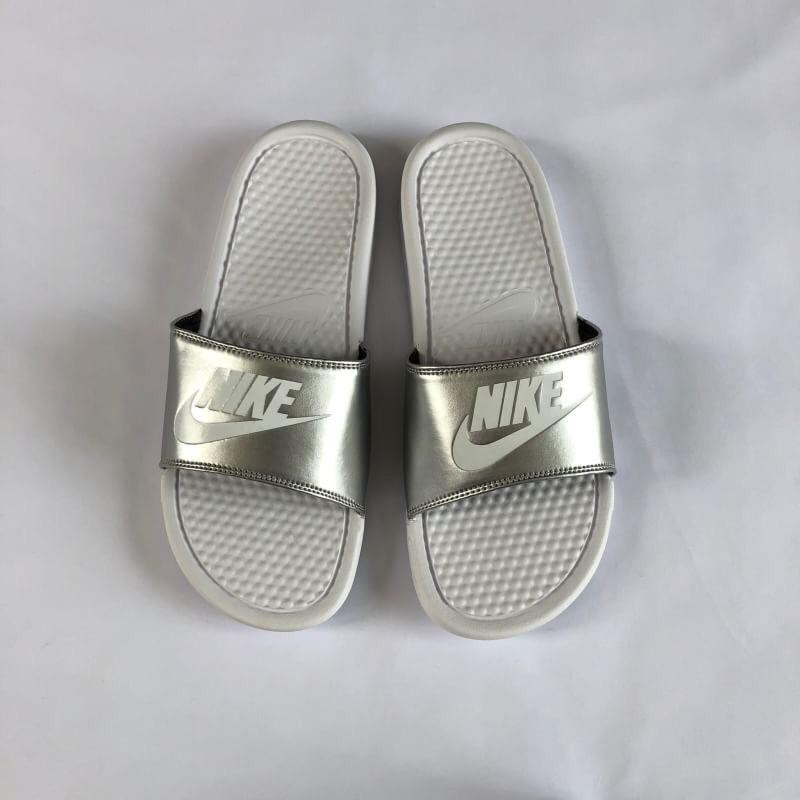 nike slides silver