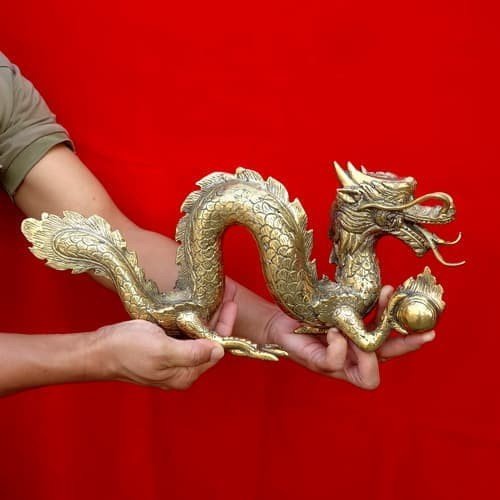 Patung Naga Liong Besar Antik warna KunIng