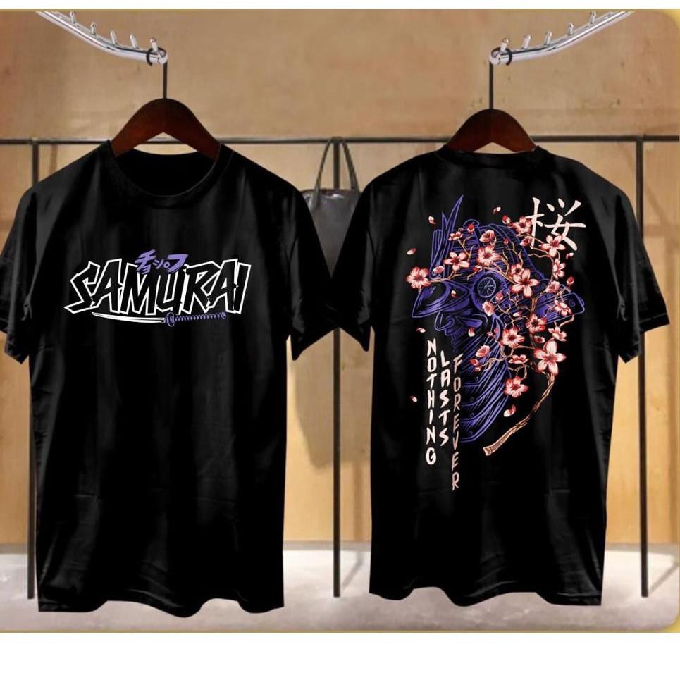 FLASH SALE DaveCollection - Kaos Pria Kaos Dsitro SAMURAI FOREVER Black FN237