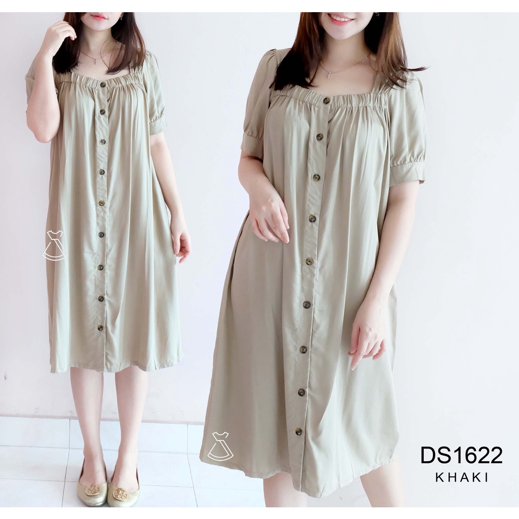 DS1622 - DRESS CASUAL WANITA RAYON TWILL BUSUI FRIENDLY