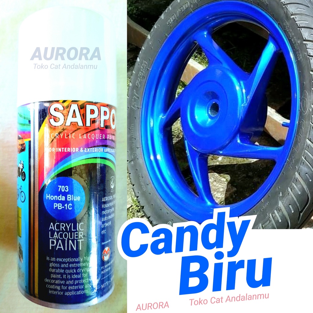 Sapporo 703 Honda Blue PB-1C Biru Candytone 300ml / Cat Pilok Sepeda Motor Mobil Candy Tone Transpar