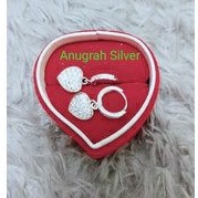 (COD)Anting jepit fashion gantung remaja/dewasa love kilau perak asli 925/Silver lapisan emas putih murni