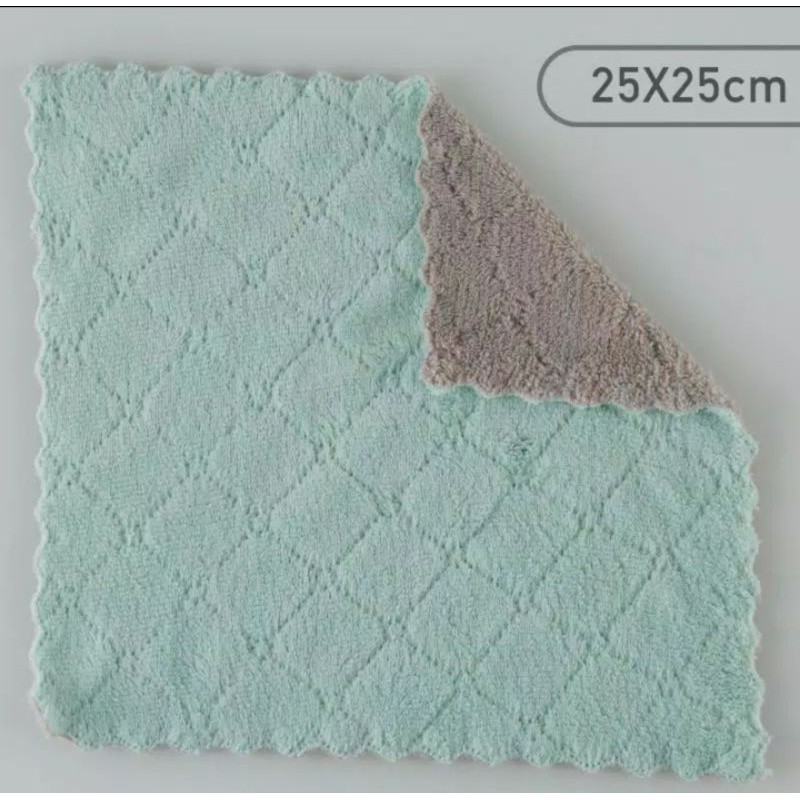 KAIN LAP PIRING BESAR ANTI MINYAK 25 X 25 CM KAIN LAP MICROFIBER CORAL FLEECE