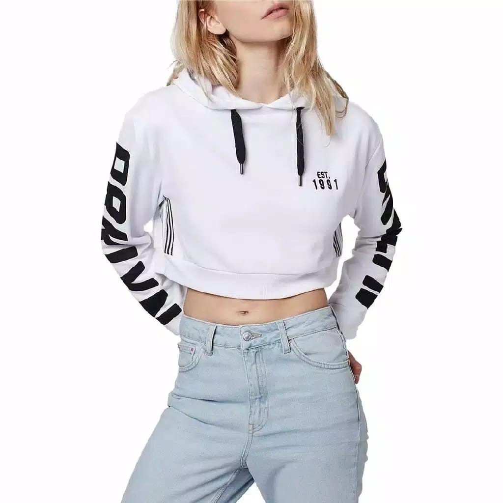 SWEATER CROP WANITA LENGGAN PANJANG HOODIE EST 1991 BRKLYN