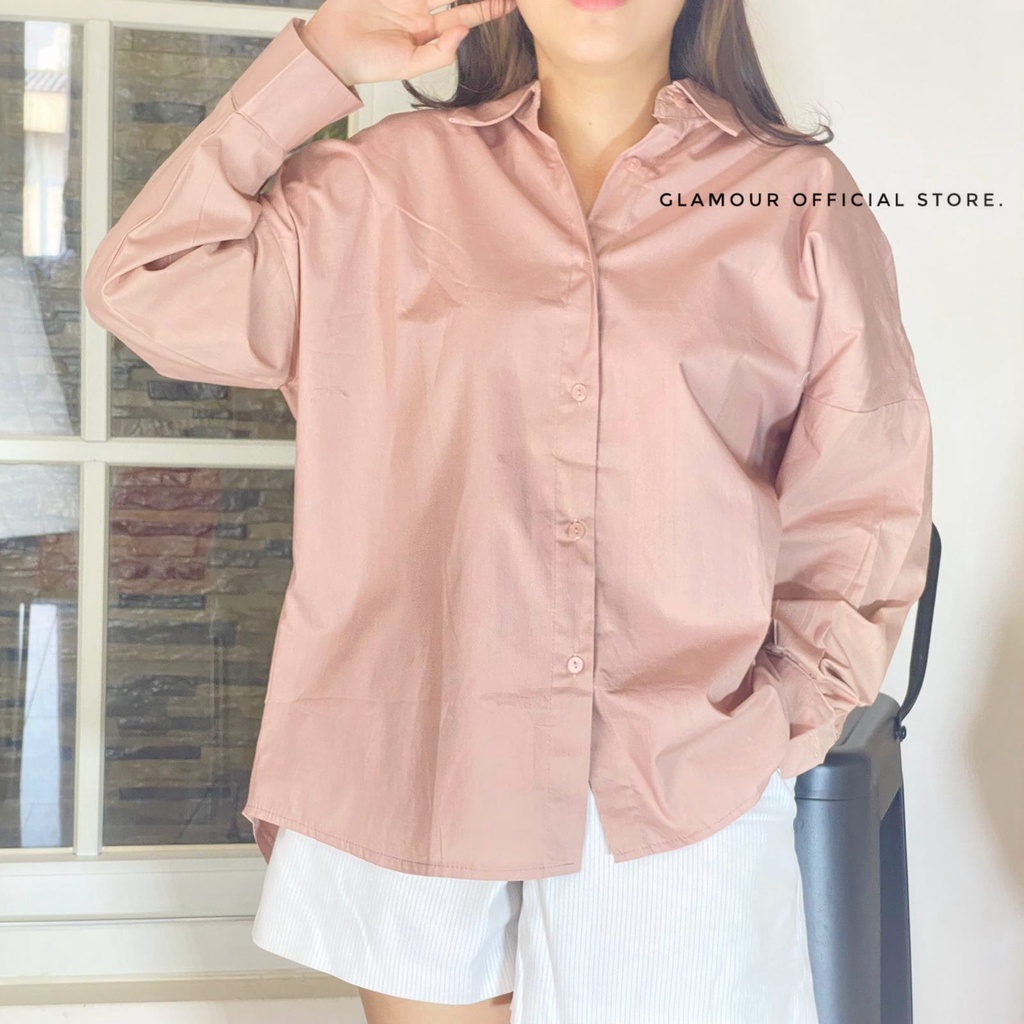 Kemeja Oversize Wanita Lengan Panjang Bahan Katun Premium