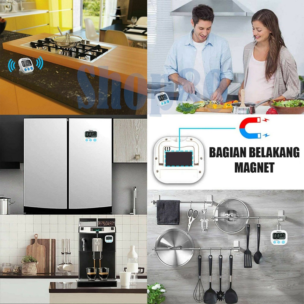 Timer Dapur Digital Alarm Masak Kitchen Countdown Stopwatch Putih