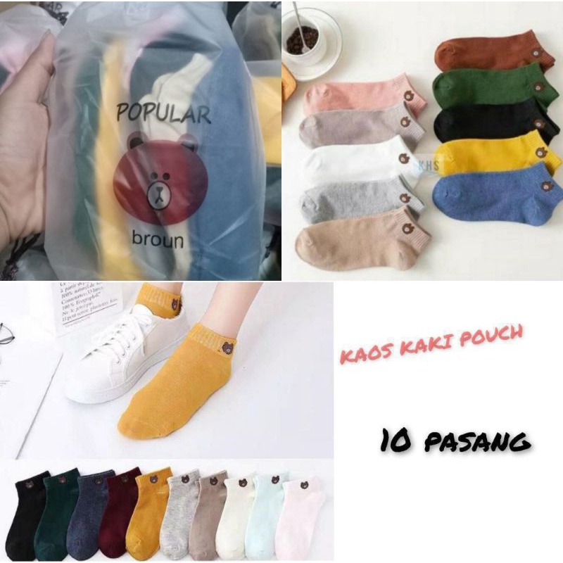 PAKET KAOS KAKI ISI 10 PCS FREE POUCH