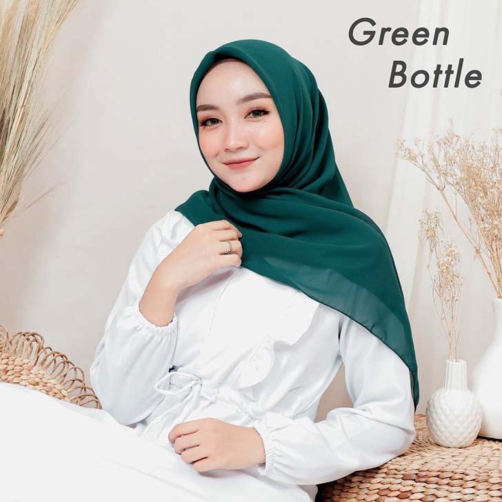 Bella Square Jilbab | Hijab Segiempat | Warna Part 2-Green Bottle