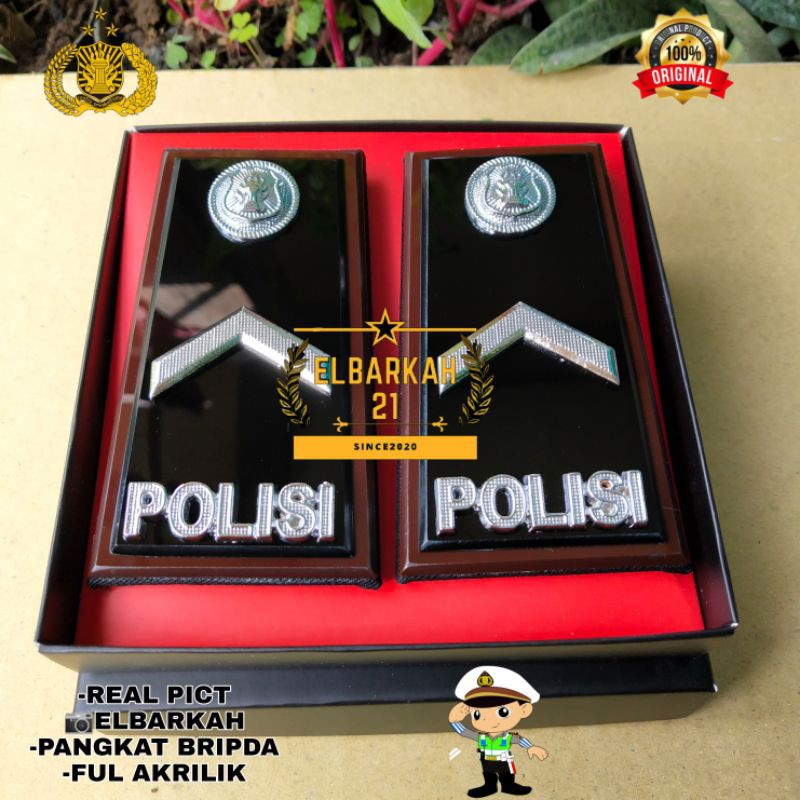 PANGKAT BRIPDA PDH FUL AKRILIK LIS COKLAT / PANGKAT POLISI