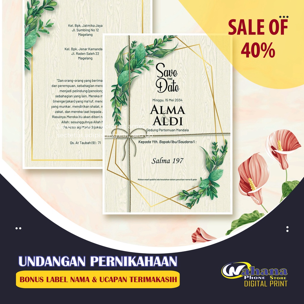 UNDANGAN PERNIKAHAAN UNIK ( BONUS LABEL NAMA & UCAPAN TERIMAKASIH