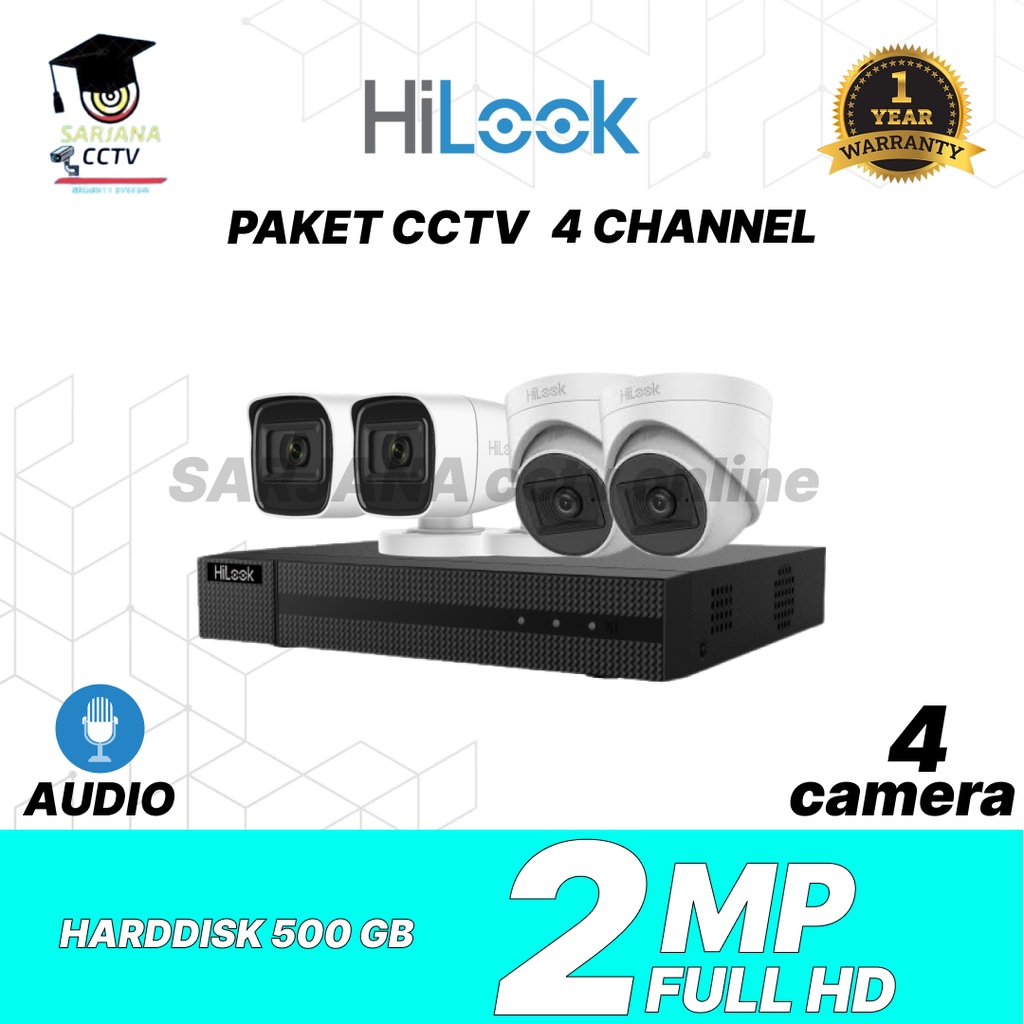 PAKET KAMERA CCTV 4 CHANNEL HILOOK AUDIO