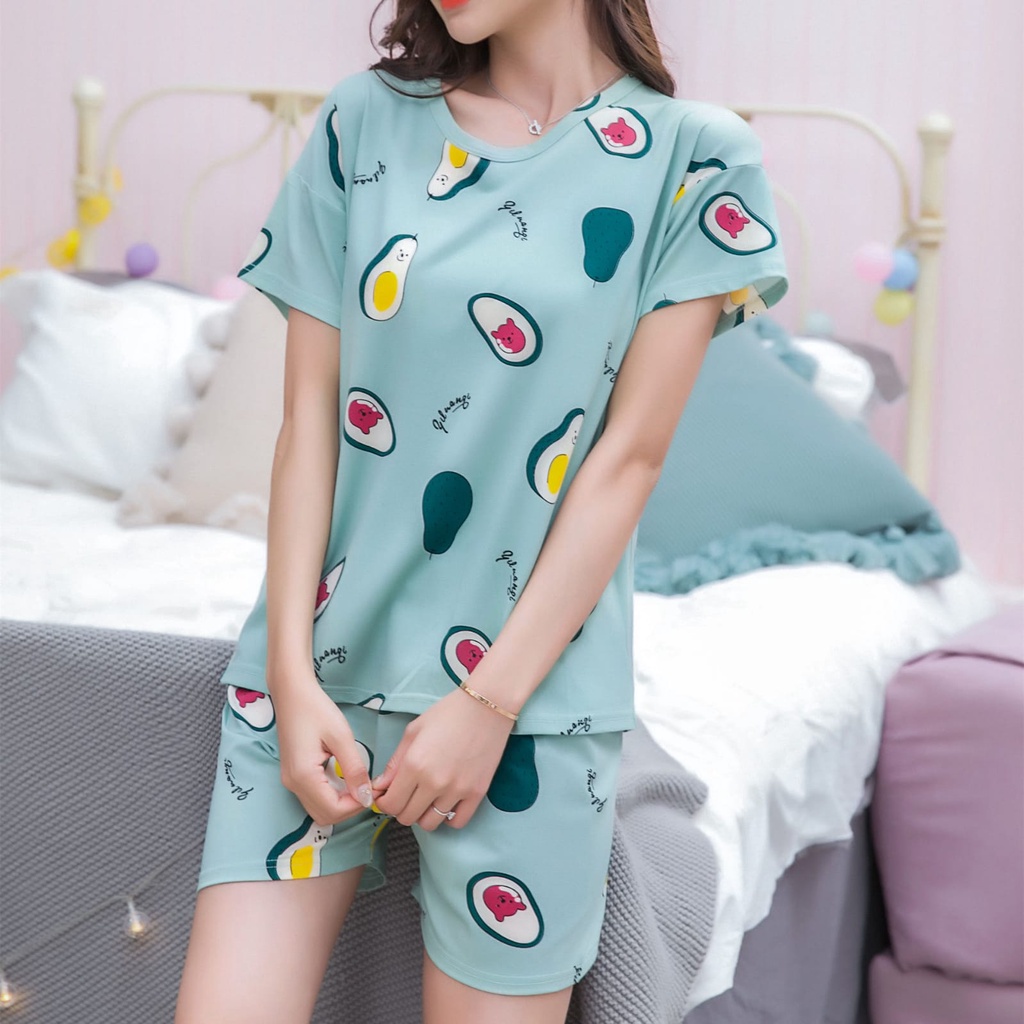 Baaju.id Set Baju Tidur Piyama Import Motif Kartun Imut Baju Rumah / Baju Santai Wanita KR1007