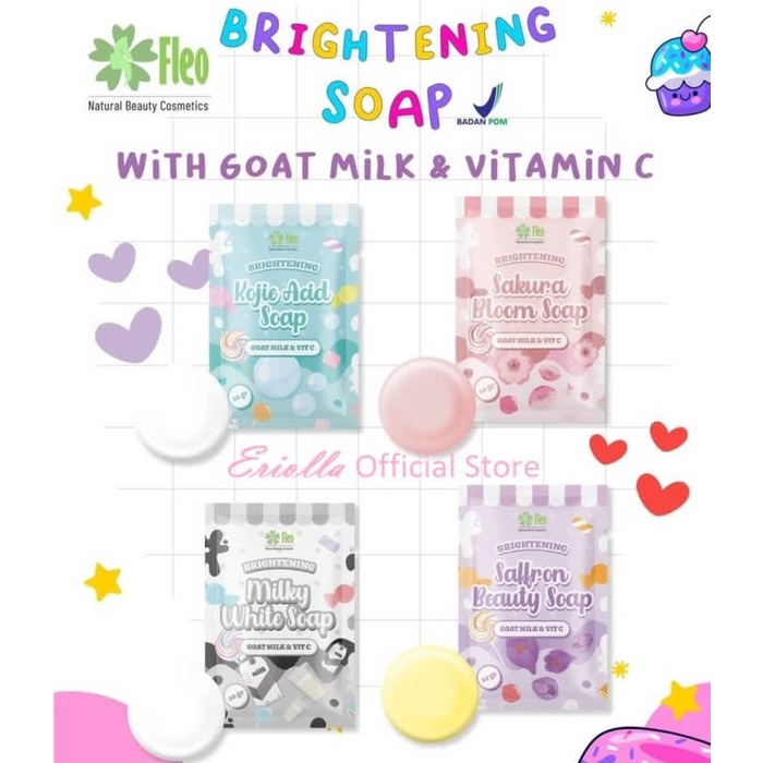 FLEO 20gr Brightening Soap Goat Milk Vitamin C Vit Sabun pemutih BPOM