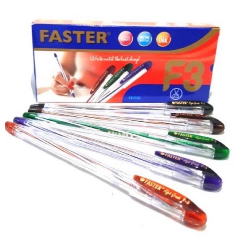 

12 PCS BOLPOIN PULPEN FASTER F3 0.5 MM