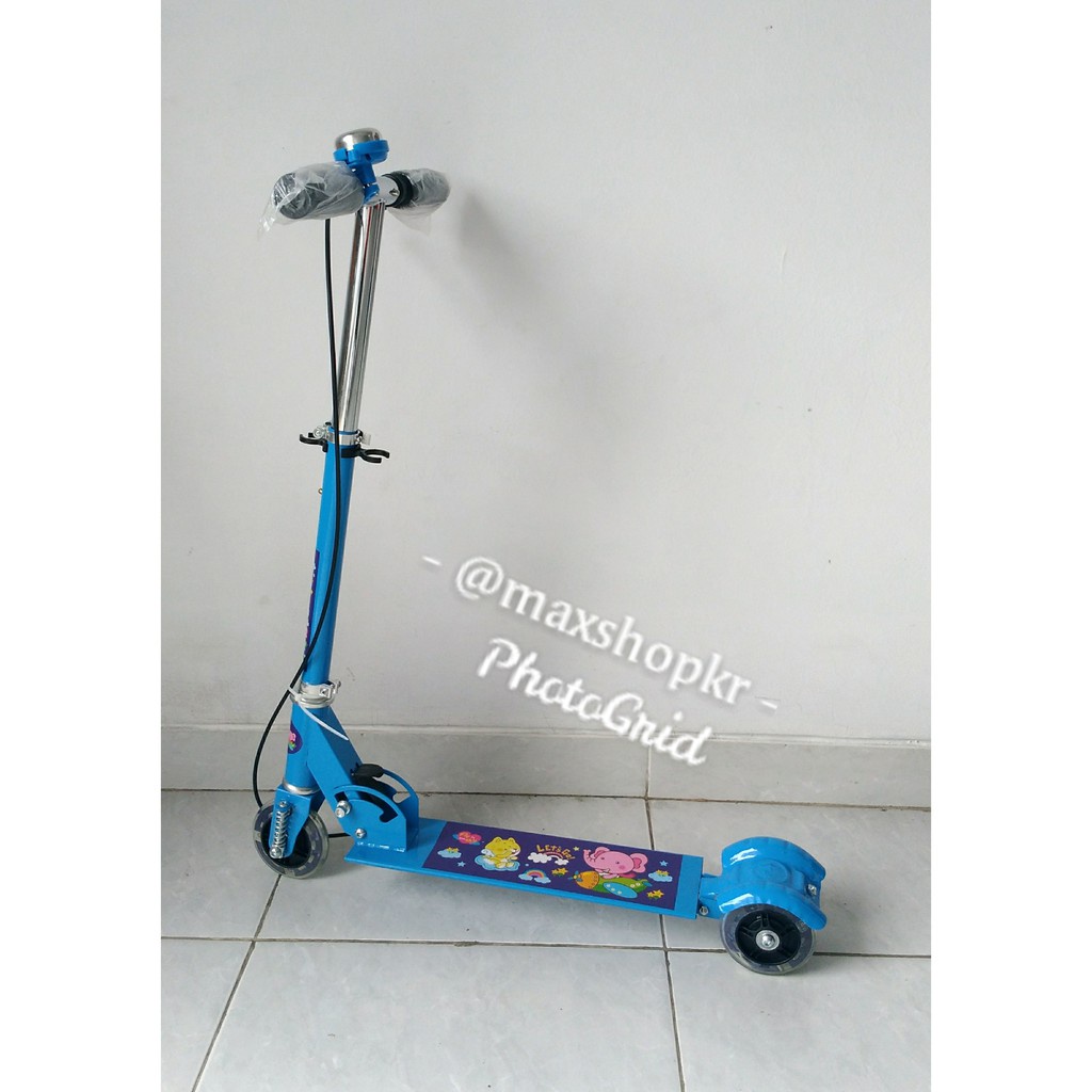 Mainan Scooter Otoped Anak / Skuter Bel Anak Roda 3 Karakter Rem Tangan
