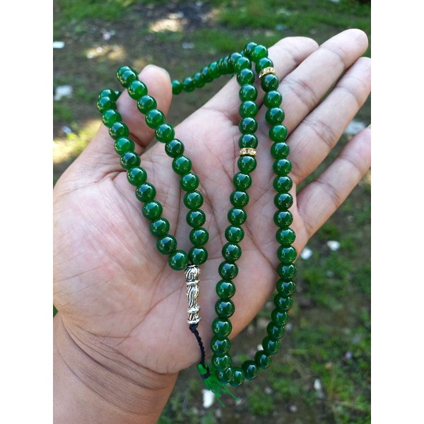 Tasbih giok hijau asli 8mm tasbih batu giok hijau aceh tasbih giok original kalung tasbih pria tasbi