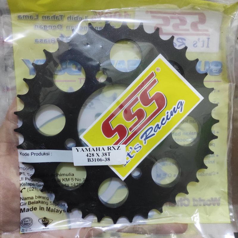 Gear Belakang SSS 428 28 30 31 32 33 34 35 36 37 38 39 40 RXZ RXKing Jupiter Vega MX FIZR-SSS(Black) 428-38
